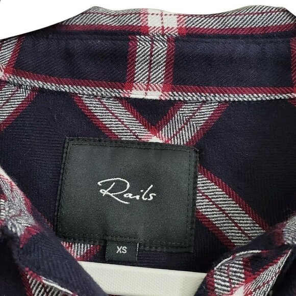 Rails‎ Womens Plaid Top XS Hunter Button Up Midnight Plum Collared Long Sleeve - Picture 5 of 11
